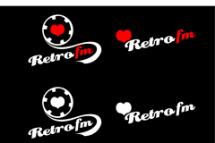 Retro FM - Logo w wersji uproszczonej na czarnej apli